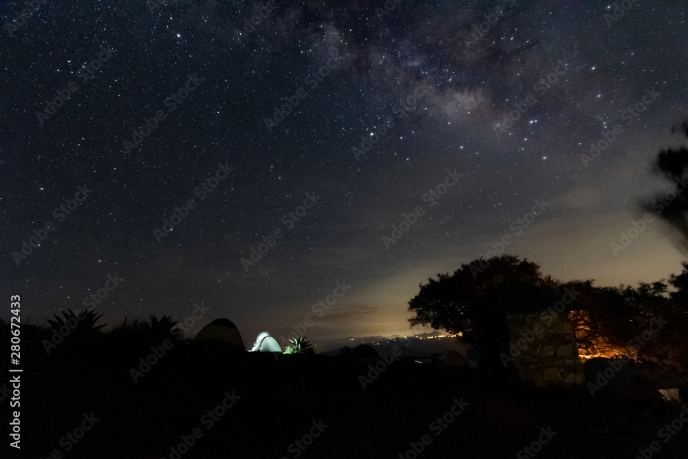 Camping Night at famous viewpoint Cuatro Palos in Queretaro