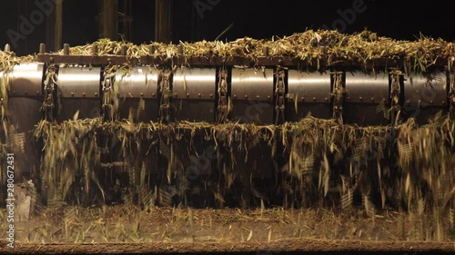 sugar factory industry line production cane process night
