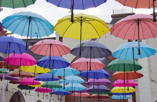 Wallpaper Mural Colorful umbrellas background. Colorful umbrellas in the sky. Street decoration. Torontodigital.ca