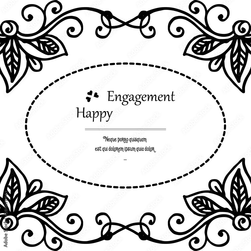 Invitation happy engagement, design elegant card, decoration beautiful flower frame. Vector