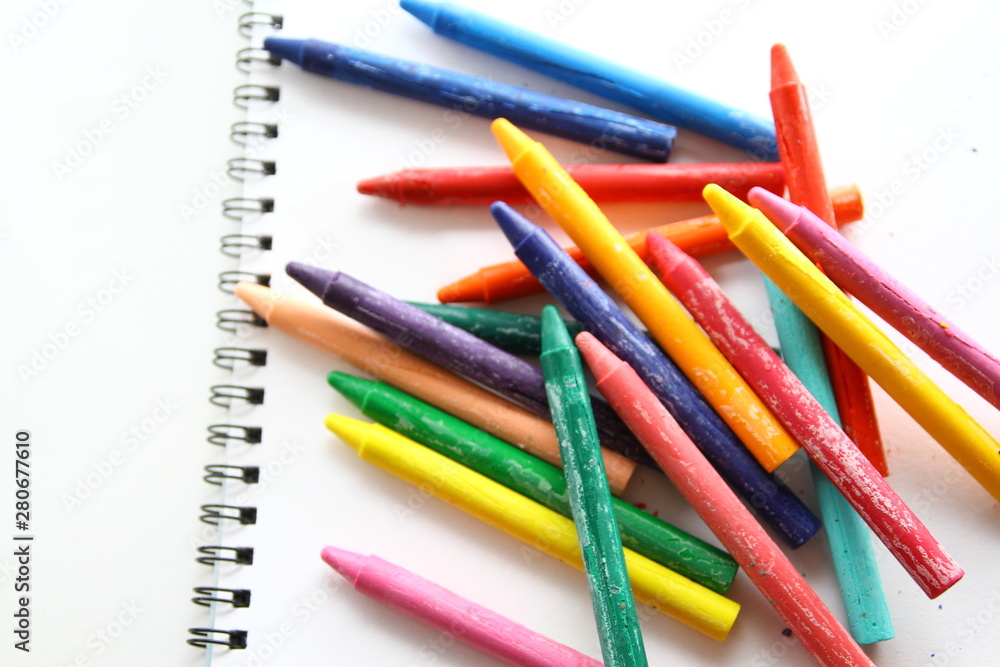 Fototapeta premium Colorful crayon on white background