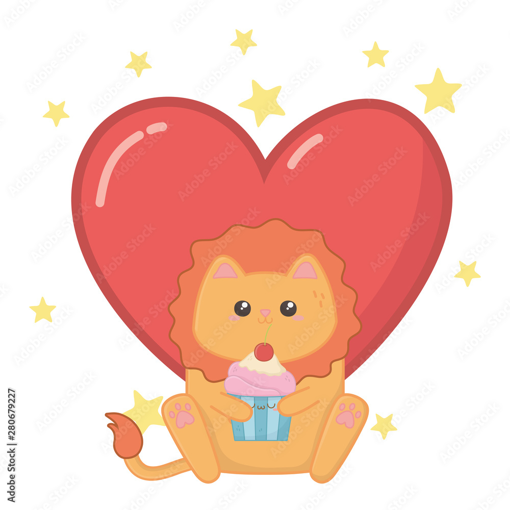 Obraz premium Isolated kawaii of lion cartoon design