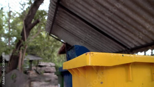 Wallpaper Mural Hand picking up a bottle plastic in to a bin , protect environment from a pollution concept. Torontodigital.ca