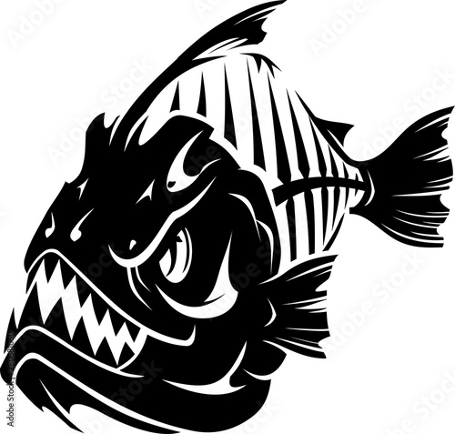 Piranha Fish Bones Silhouette
