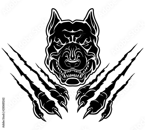 Pitbull Rip Claw, Silhouette Illustration