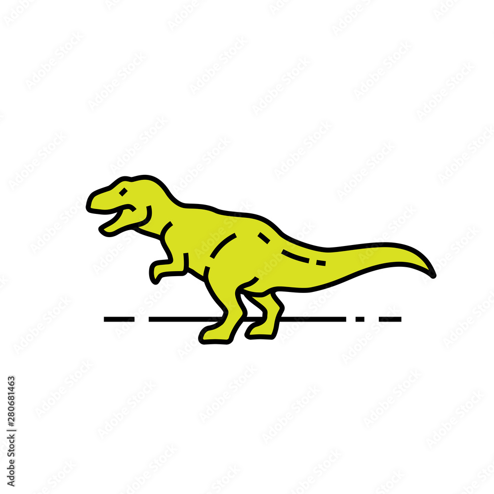 Fototapeta premium T-Rex line icon. Tyrannosaurus rex symbol. Green jurassic dinosaur sign. Vector illustration.