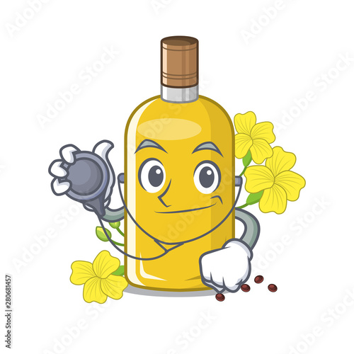 Doctor canola oil isolated with the cartoon