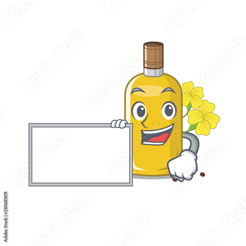 With board canola oil isolated with the cartoon