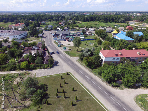 Aerial view of the Saburb landscape (drone image). Kiev Region