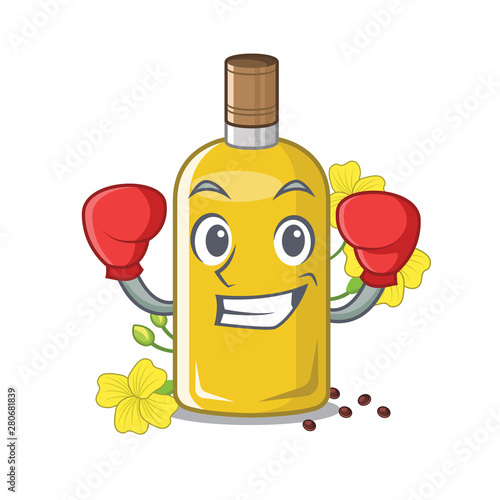 Boxing canola oil isolated with the cartoon