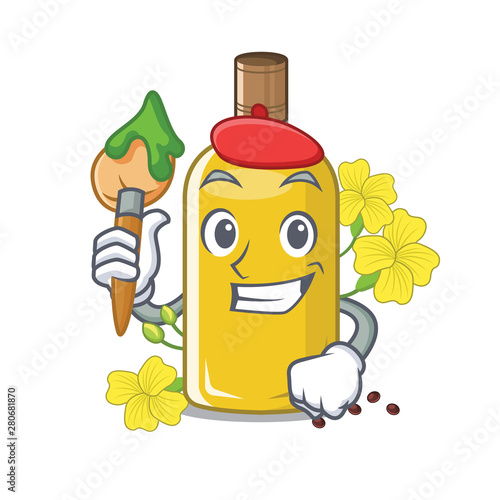 Artist canola oil isolated with the cartoon