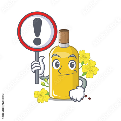 With sign canola oil isolated with the cartoon