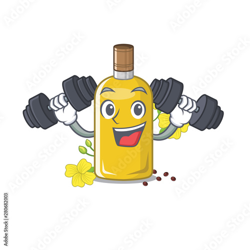 Fitness canola oil isolated with the cartoon