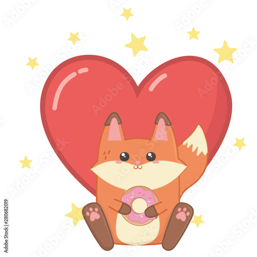 Isolated kawaii of fox cartoon design