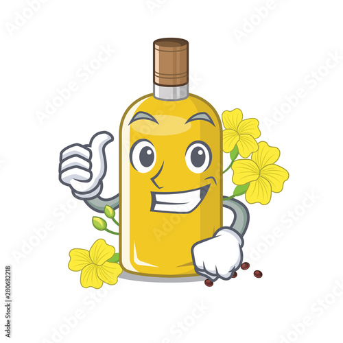 Thumbs up canola oil in the mascot shape