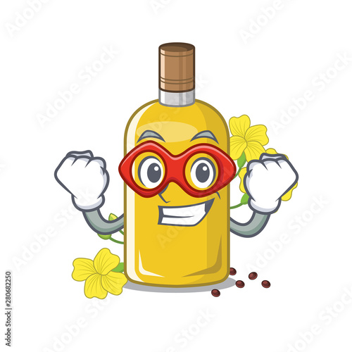 Super hero canola oil in the mascot shape