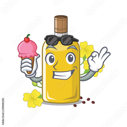 With ice cream canola oil in the mascot shape