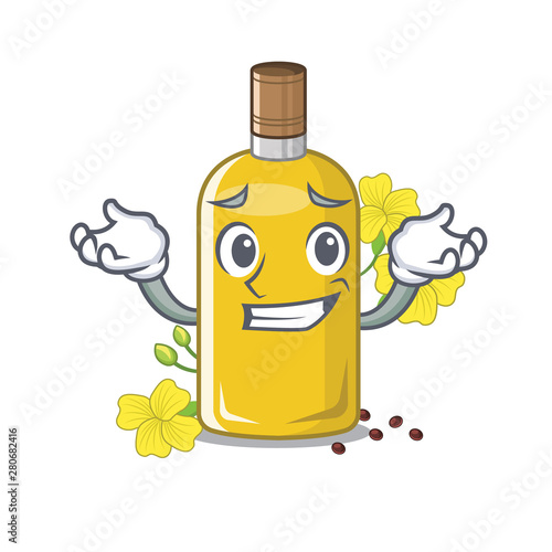 Grinning canola oil in the mascot shape
