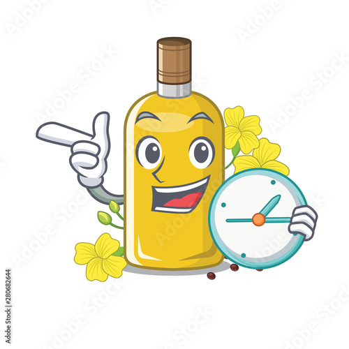 With clock canola oil in the mascot shape