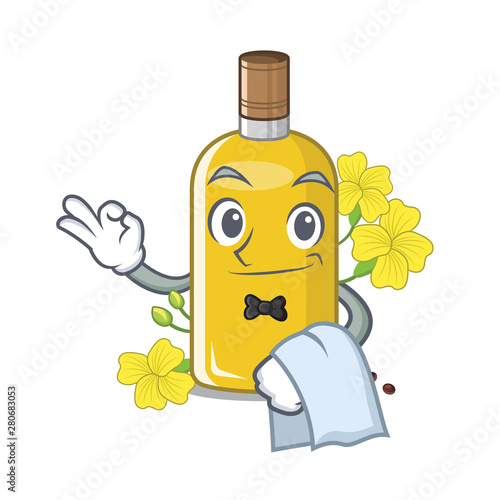 Waiter canola oil above the chair character
