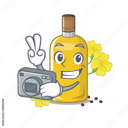Photographer canola oil above the chair character