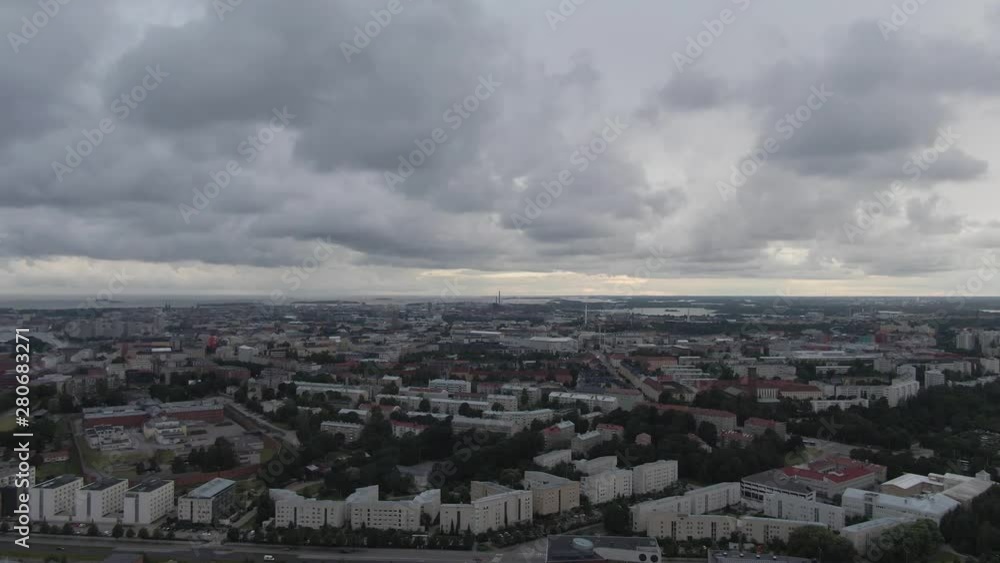 City aerial drone shot. Downtown view. Helsinki center. Finland. City aerial drone shot. Downtown view. Helsinki center. Finland.