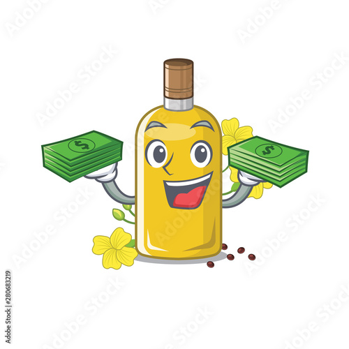 With money bag canola oil above the chair character