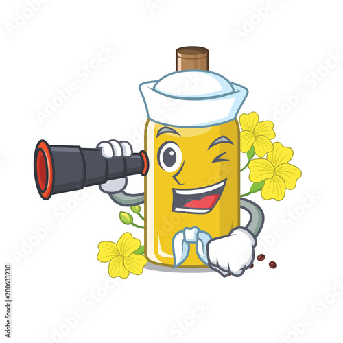 Sailor with binocular canola oil above the chair character