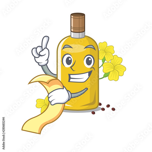 With menu canola oil above the chair character