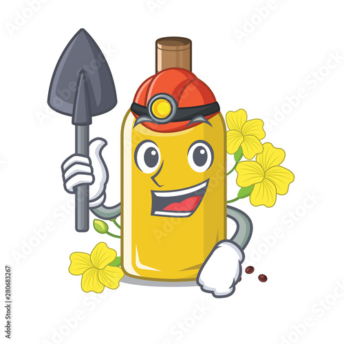 Miner canola oil above the chair character