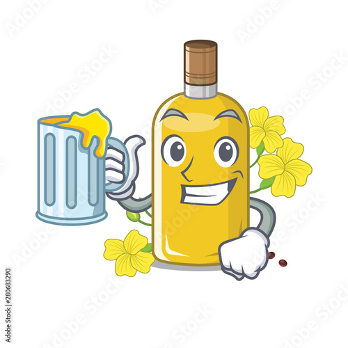 With juice canola oil above the chair character