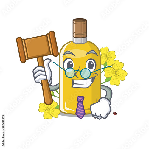 Judge canola oil poured into cartoon glass