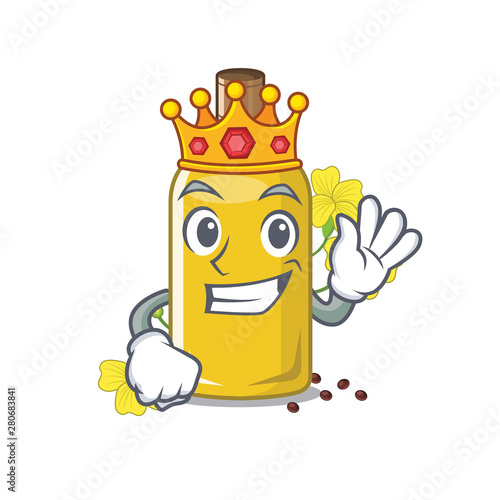 King canola oil poured into cartoon glass