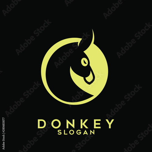 donkey animal gold logo icon design vector illustration