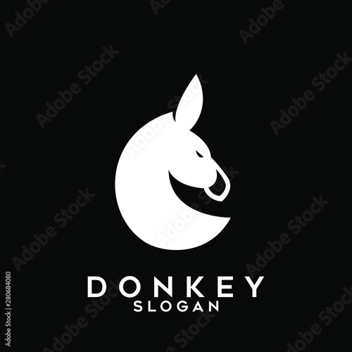 donkey animal black logo icon design vector illustration