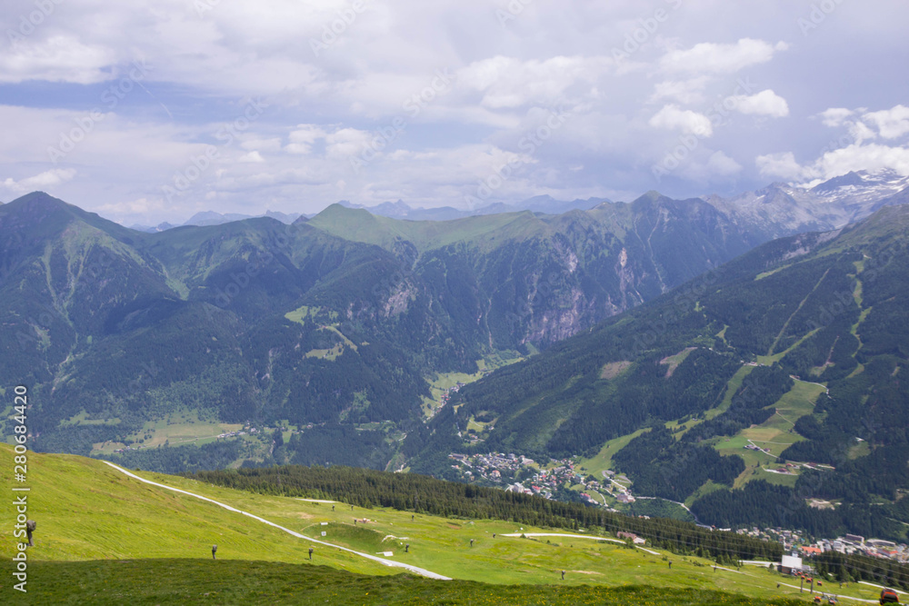 view of Alps from top of cable car at Bad Gastein, Austria