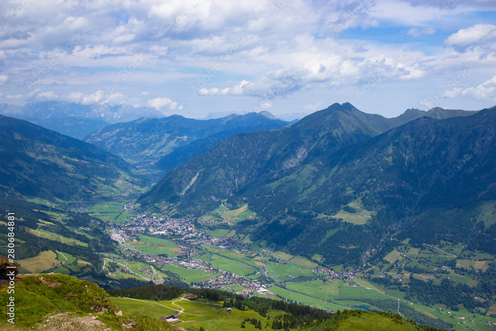 view of Alps from top of cable car at Bad Gastein, Austria