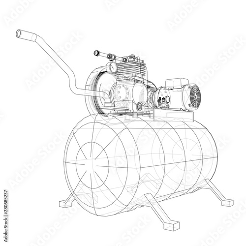 Outline Air compressor. Vector
