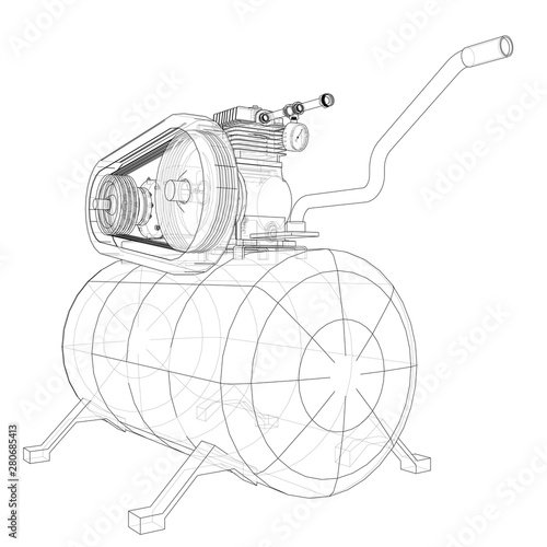 Outline Air compressor. Vector