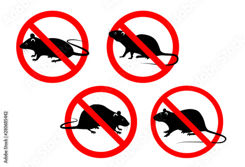 set of prohibited mouse in pest control concept. easy to modify