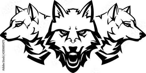 White Wolfpack Line Art
