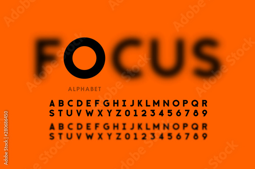 In focus style font design, alphabet letters and numbers photo