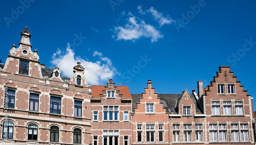 facades of houses on square, Vismarkt in Lier, Belgium