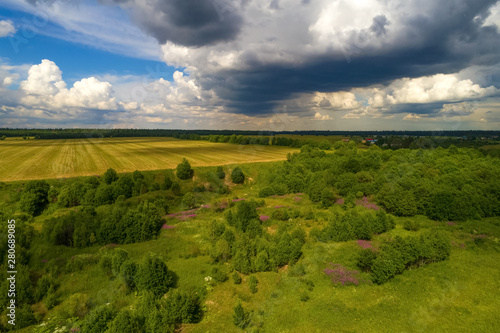 Wallpaper Mural Rural landscape before the thunderstorm in July (shooting from a quadrocopter). Leningrad region, Russia Torontodigital.ca