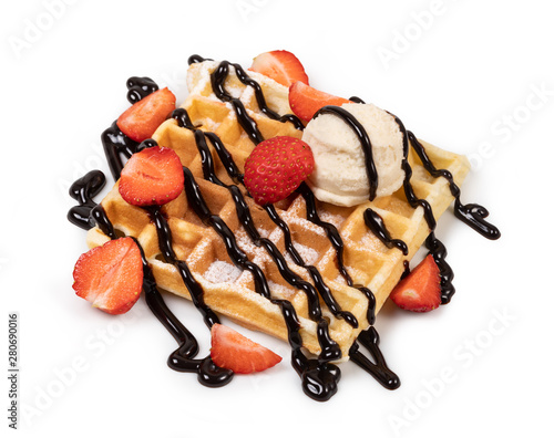 viennese waffles with strawberry