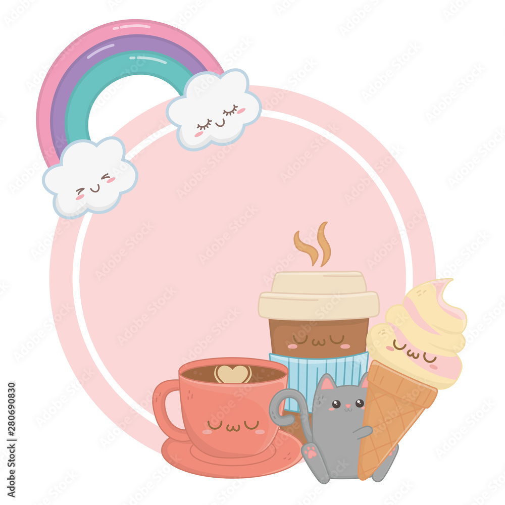 Isolated kawaii cartoons design vector illustration Isolated kawaii cartoons design vector illustration