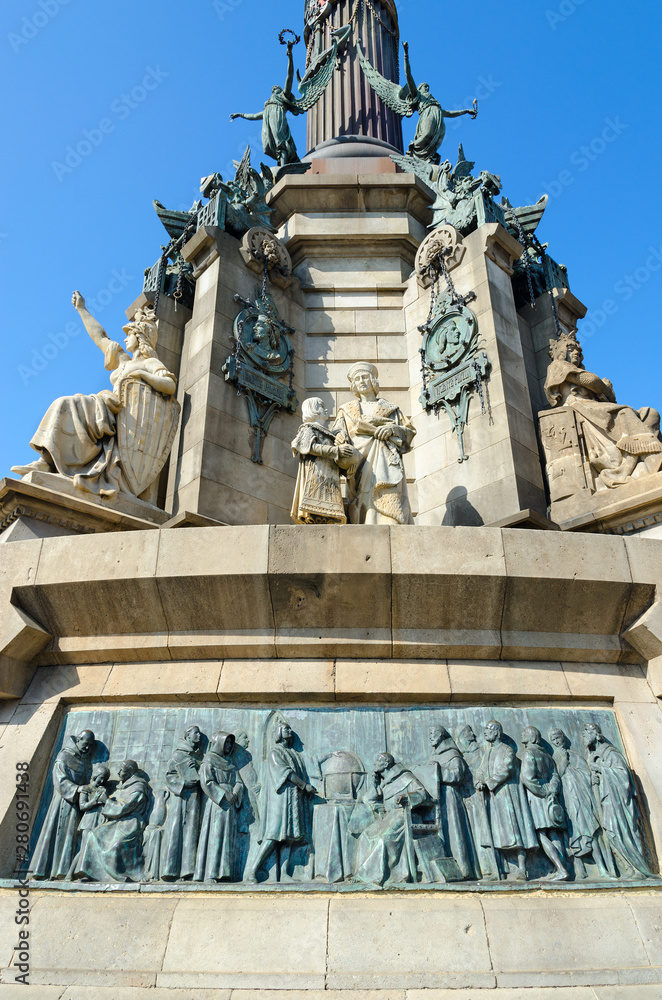 Obraz premium Fragment of Columbus Monument (1888), Barcelona, Spain