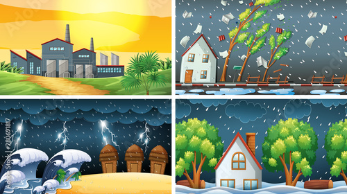 Set of polluted scenes