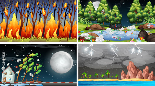 Set of polluted scenes