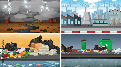 Set of polluted scenes